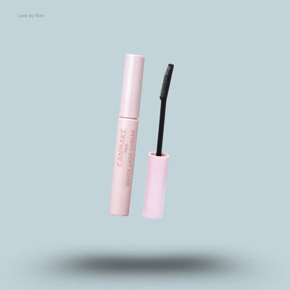 Canmake Quick Lash Curler in Black, mascara tube with curler wand