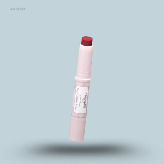 Canmake Stay-On Balm Rouge in Masquerade Bud, red tinted lip balm stick