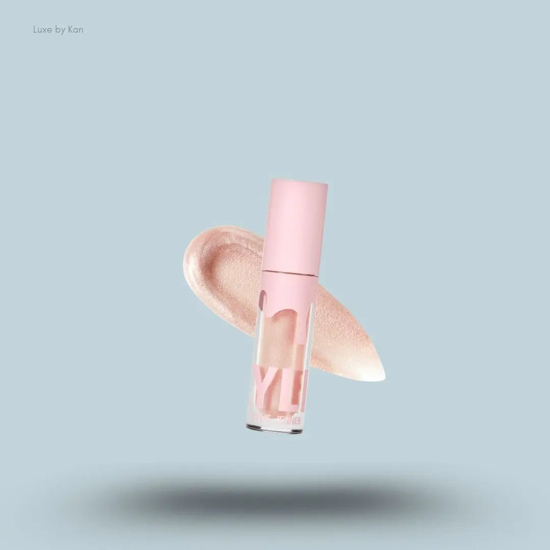  Kylie Cosmetics High Gloss Lip Gloss bottle and swatch on blue background — LBK India