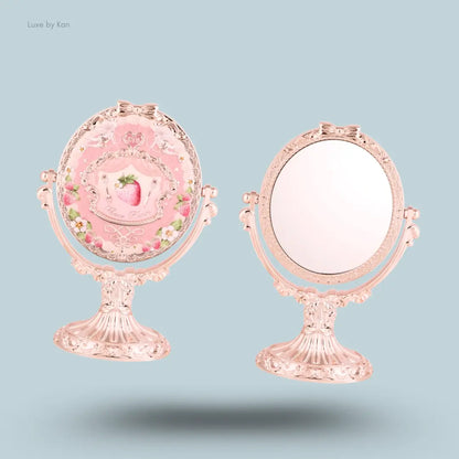 Flower Knows Anniversary Strawberry Rococo Vanity Mirror, front glass and strawberry-motif back