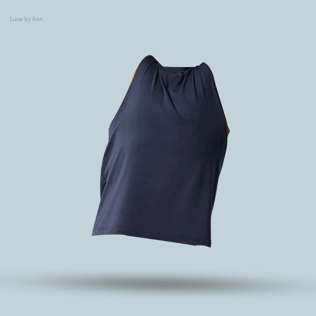 Alo Conquer Muscle Tank in Navy, back view