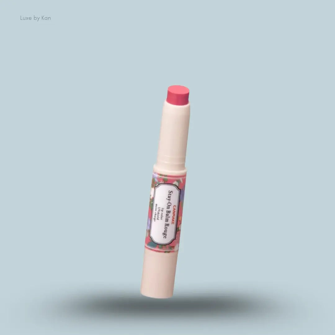 Canmake Stay-On Balm Rouge in 05, tinted lip balm tube with cap off