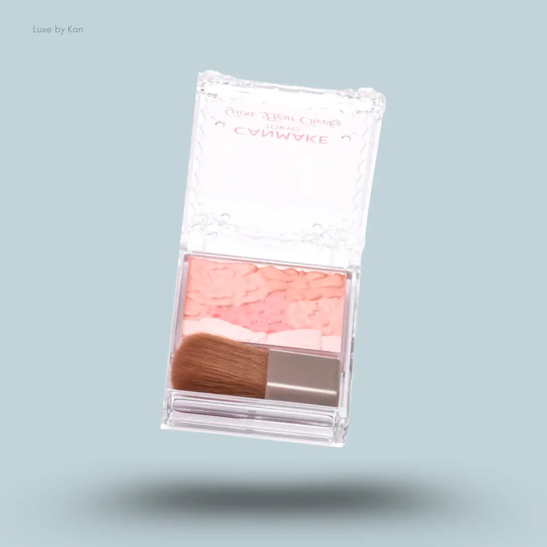 Canmake Glow Fleur Cheeks 01, open compact showing the flower blush design