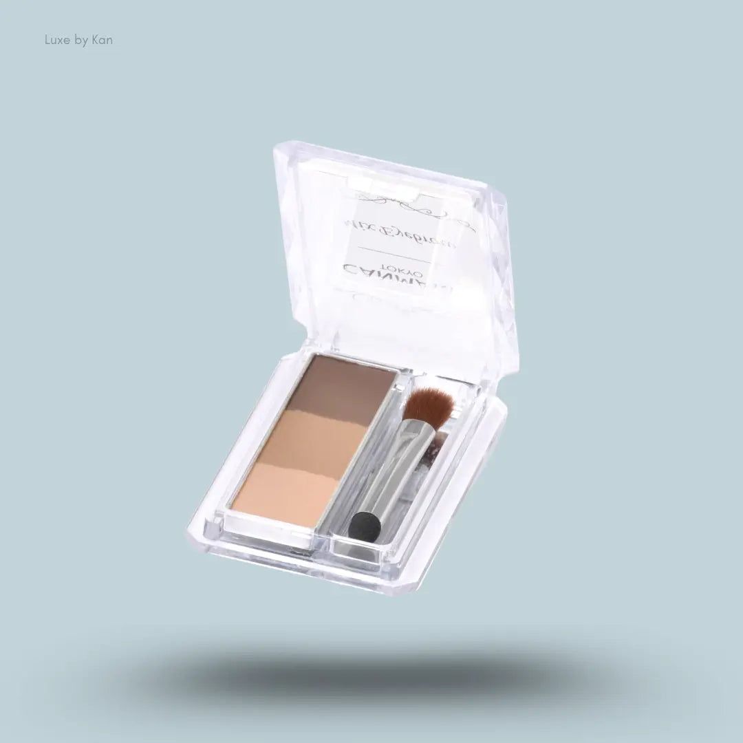 Canmake Eyebrow Powder Palette in Brown, open compact showing the brow powder shades