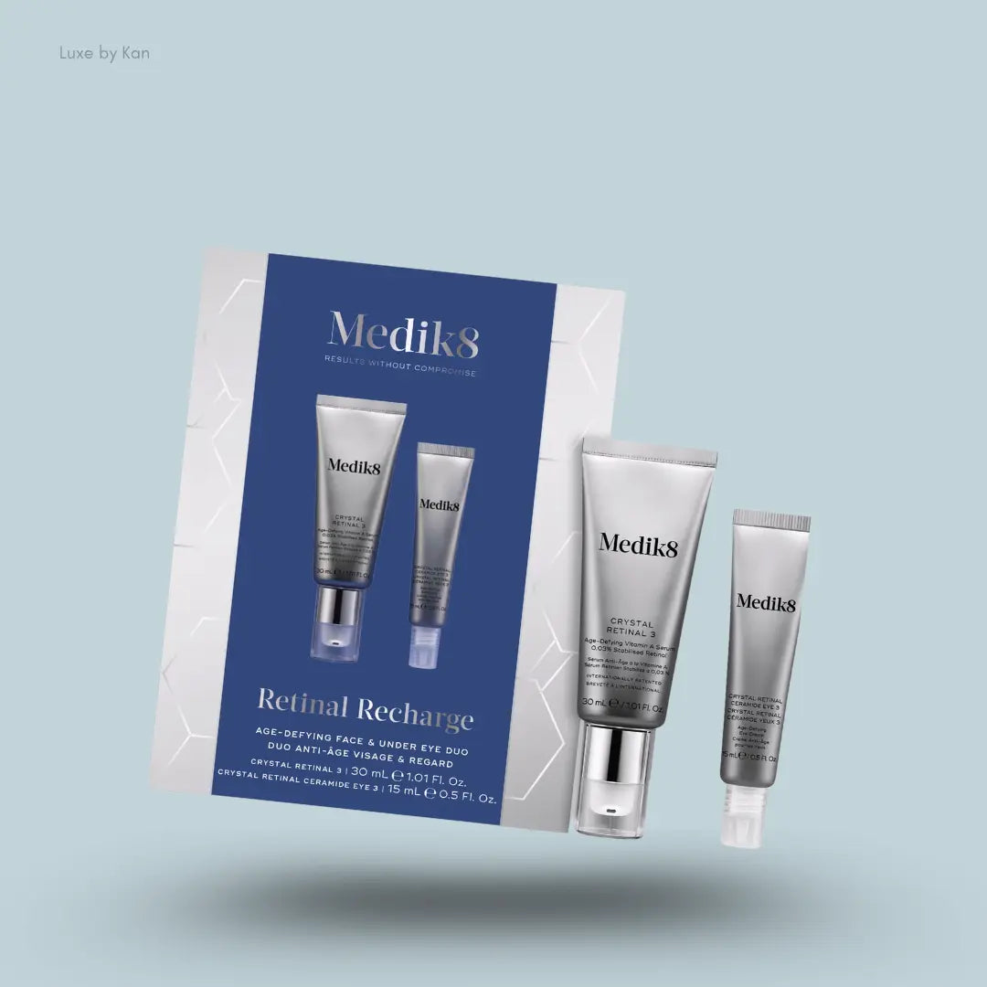 Medik8 Retinal Recharge Kit with Crystal Retinal 3 serum and Ceramide Eye 3 and box