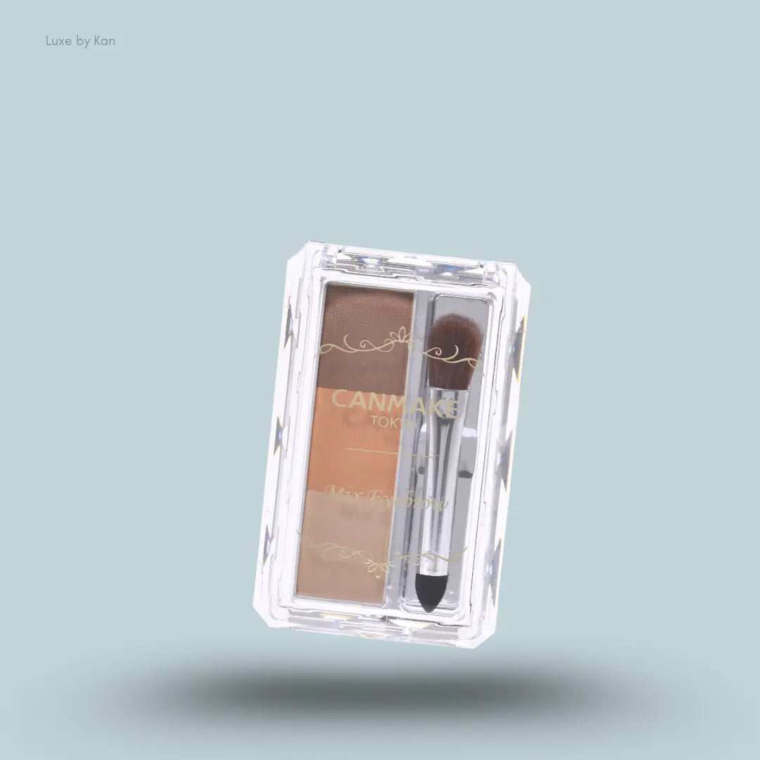 Canmake Mix Eyebrow in 06 Honey Brown, brow powder palette with three shades and brush
