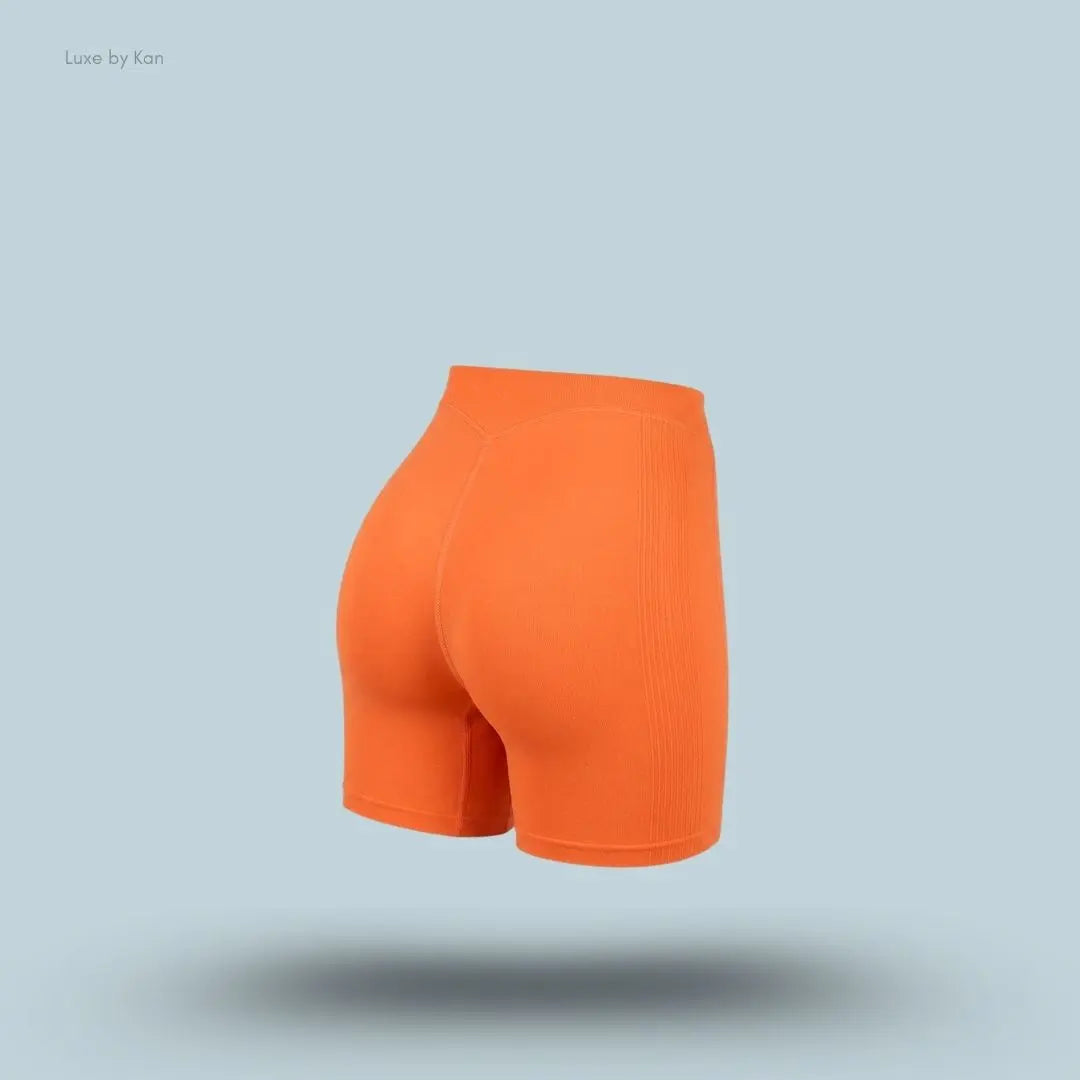 Gymshark x Bratz Shorts Dayglow Peach Limited Edition high-waisted squat-proof dipped waistband bum scrunch washed finish women's activewear back view India