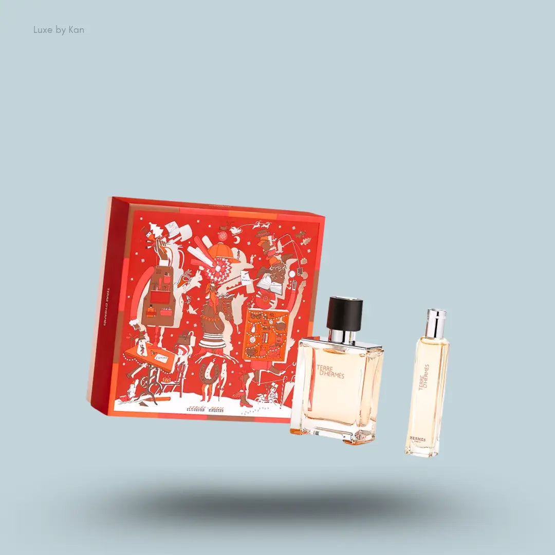 Hermès Terre d'Hermès Eau de Toilette Gift Set perfume bottle with red packaging