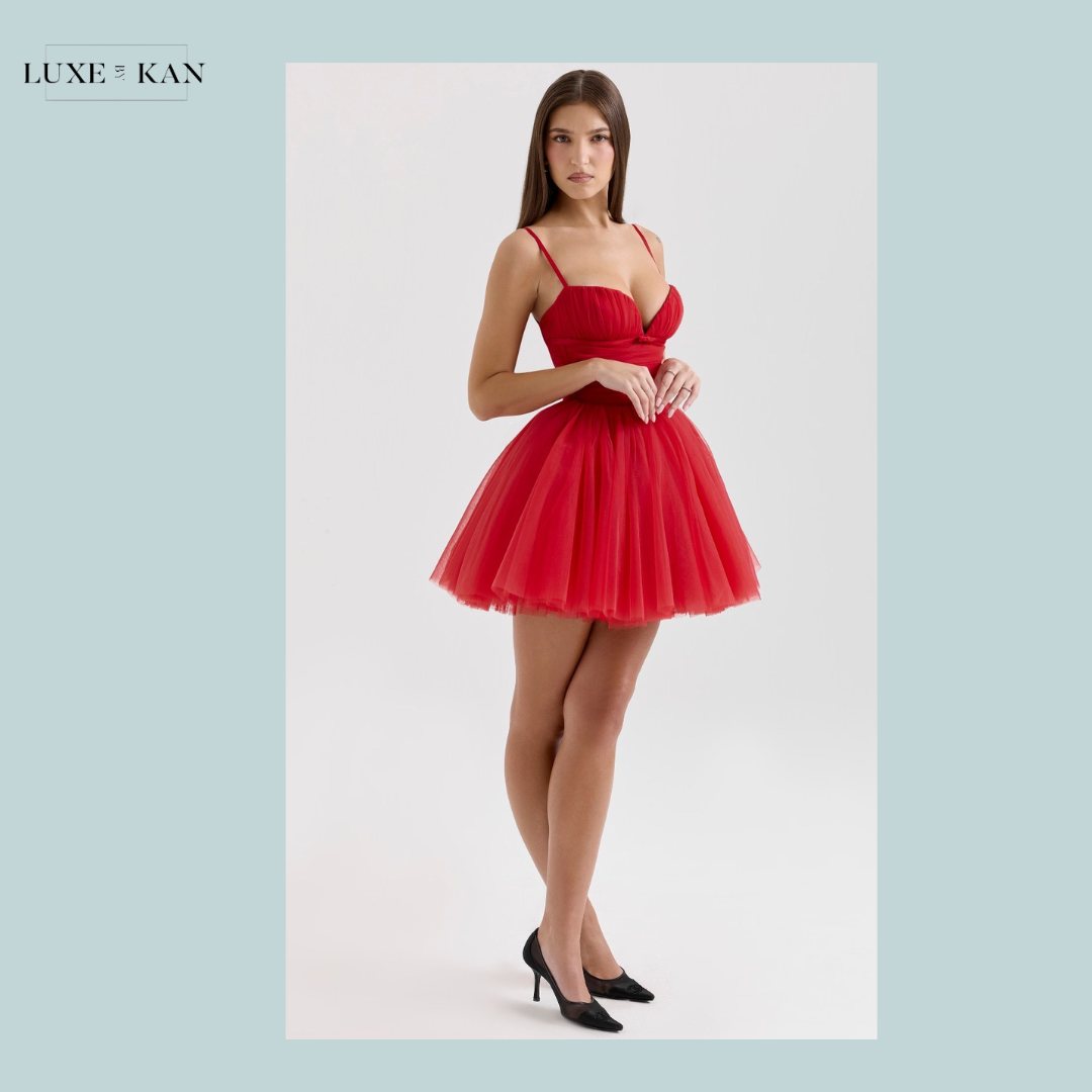 HOUSE OF CB Princess Holly Red Tulle Mini Dress