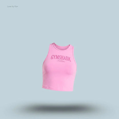 Gymshark Pick Up Truck Graphic Tank Top Focus Pink body fit midi crop sleeveless chest graphic 95% cotton women's activewear front view India