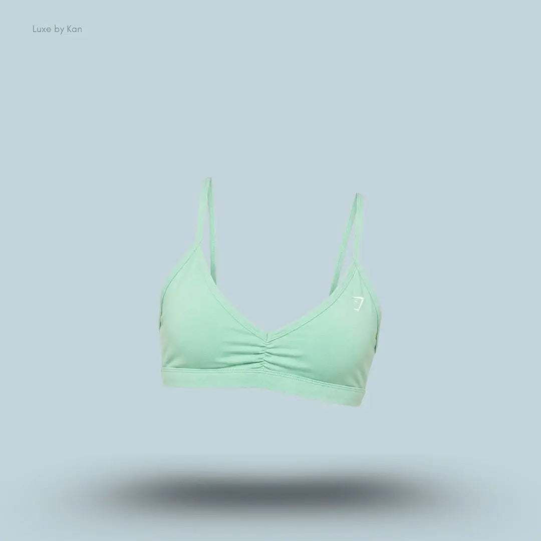 Gymshark Washed Minimal Sports Bra Pop Turquoise Wash light support halter neck acid washed women's sports bra front view India
