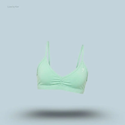 Gymshark Washed Minimal Sports Bra Pop Turquoise Wash light support halter neck acid washed women's sports bra front view India