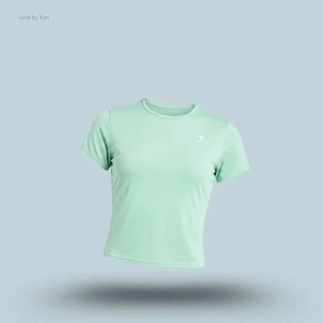 Gymshark Washed Pastel Baby Tee Pop Turquoise Wash regular fit midi length acid washed women's T-shirt front view India