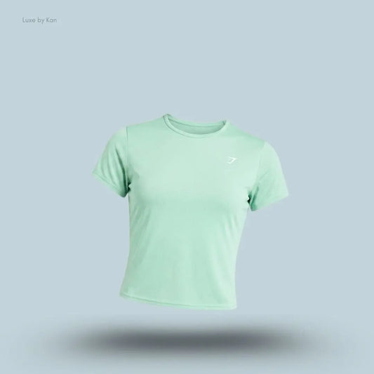 Gymshark Washed Pastel Baby Tee Pop Turquoise Wash regular fit midi length acid washed women's T-shirt front view India