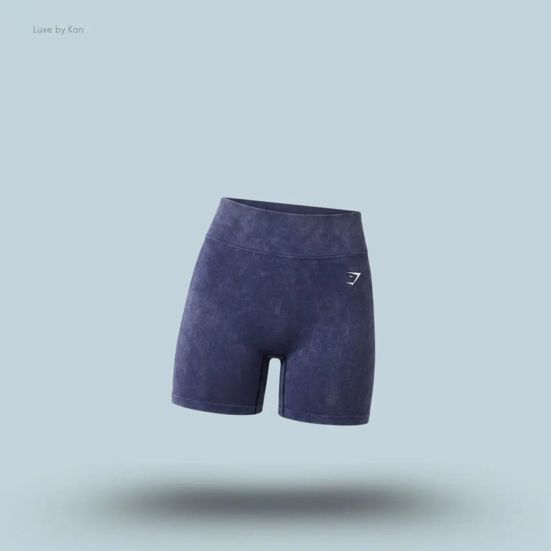 Gymshark x Bratz Shorts Indigo Purple Wash Limited Edition high-waisted squat-proof dipped waistband bum scrunch washed finish women's activewear front view India