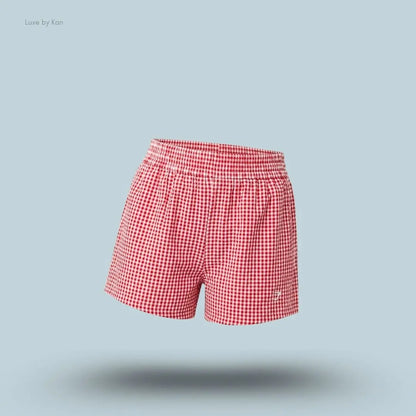 Gymshark Gingham Shorts Carmine Red Soft White oversized fit gingham pattern piping detail women's activewear shorts India