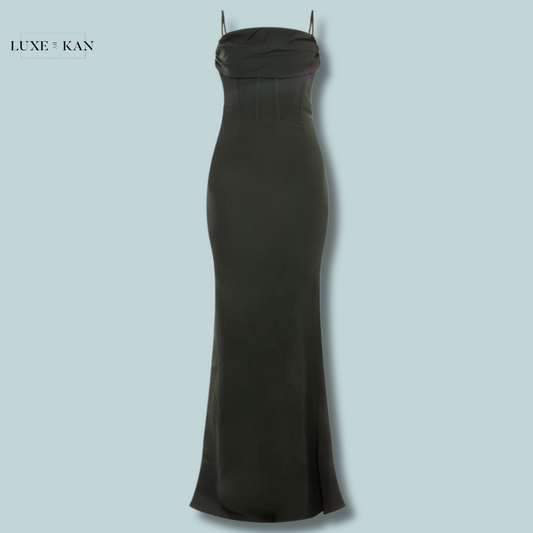 PRETTYLITTLETHING Emerald Green Corset Draped Strappy Bridesmaid Dress