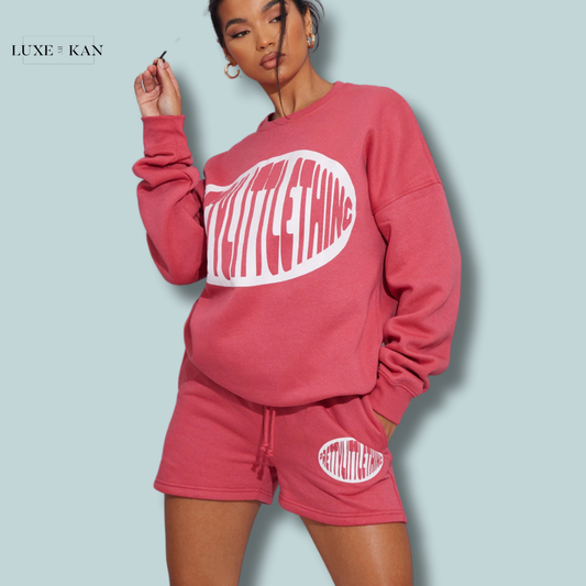 PRETTYLITTLETHING Dark Rose Oversized Printed Sweater