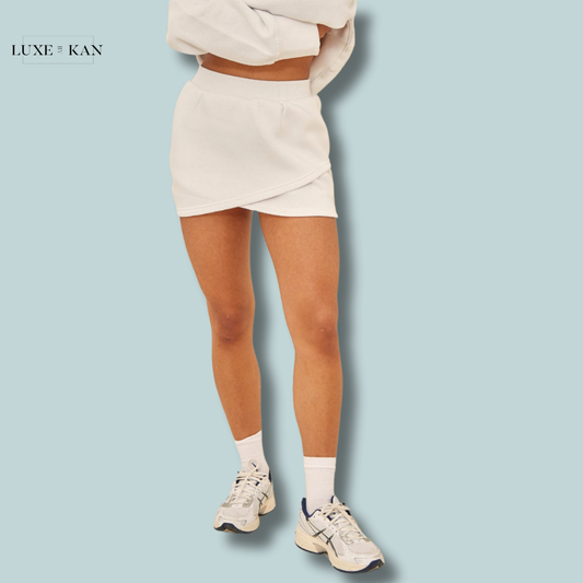 PRETTYLITTLETHING White Wrap Over Sweat Mini Skirt