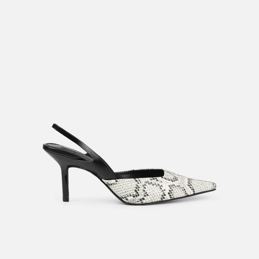 SIMMI SHOES ROMILLY SNAKE EFFECT SLING BACK COURT SHOES