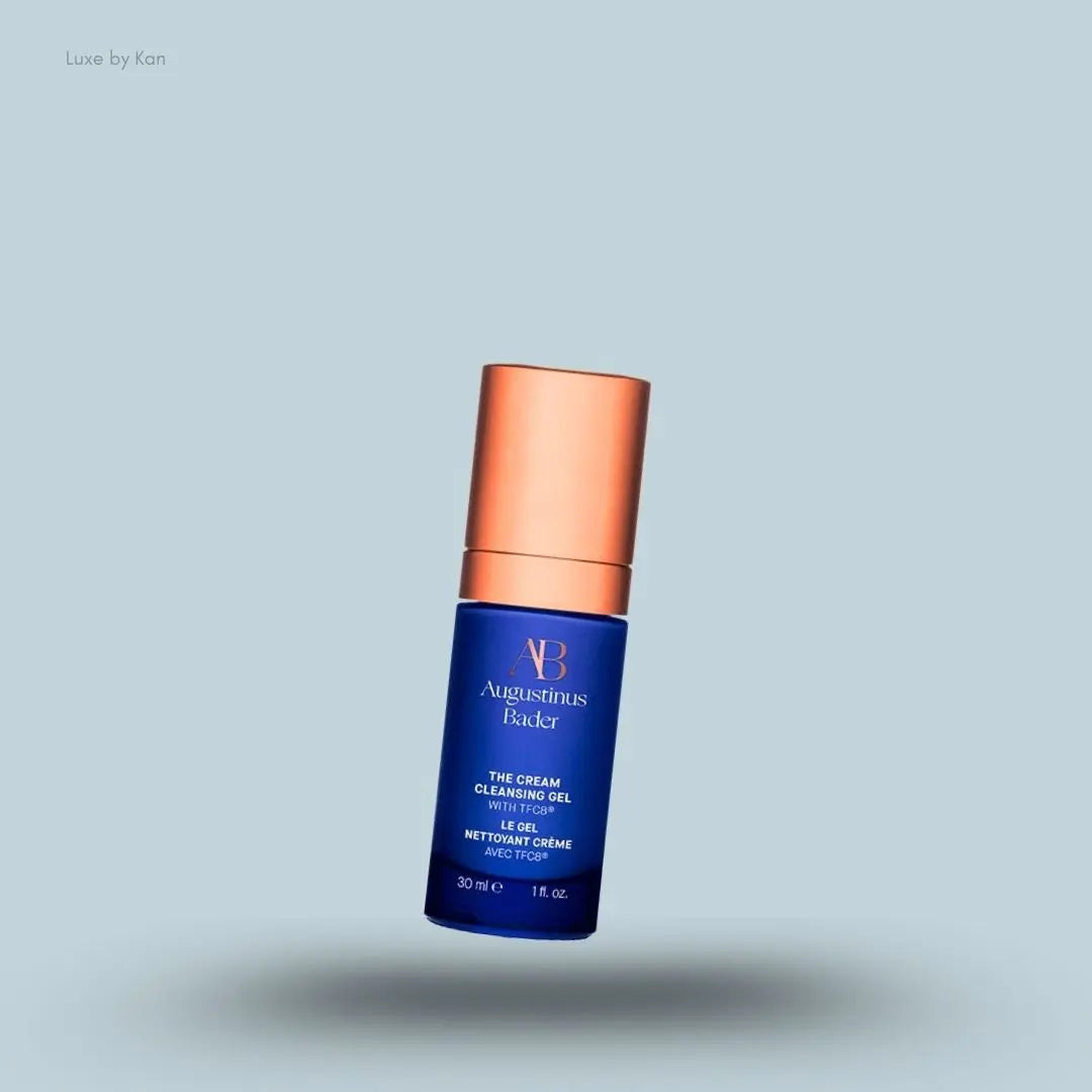 Augustinus Bader The Cream Cleansing Gel blue pump bottle side view India