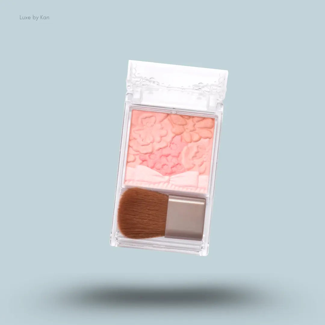 Canmake Glow Fleur Cheeks 01, pink and peach flower petal shades with shimmer