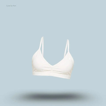 Gymshark Washed Minimal Sports Bra Soft White Wash light support halter neck acid washed women's sports bra front view India