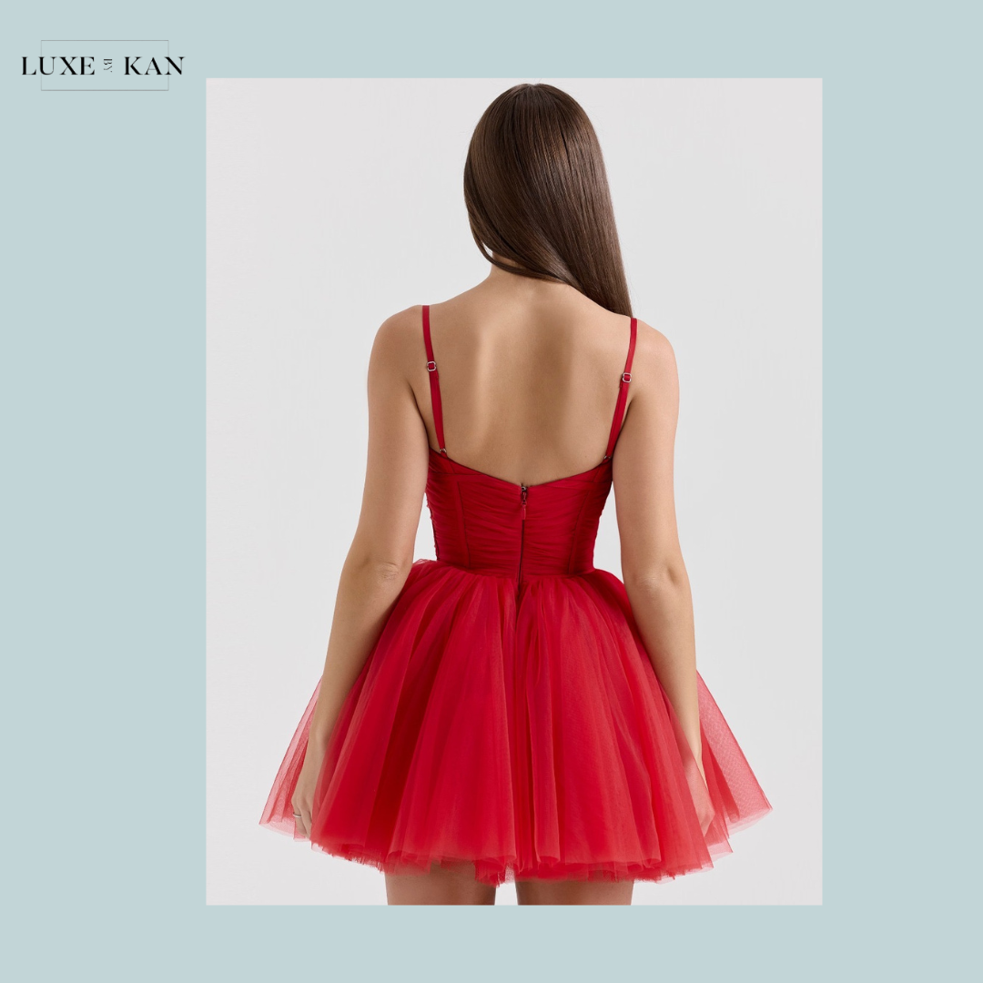 HOUSE OF CB Princess Holly Red Tulle Mini Dress