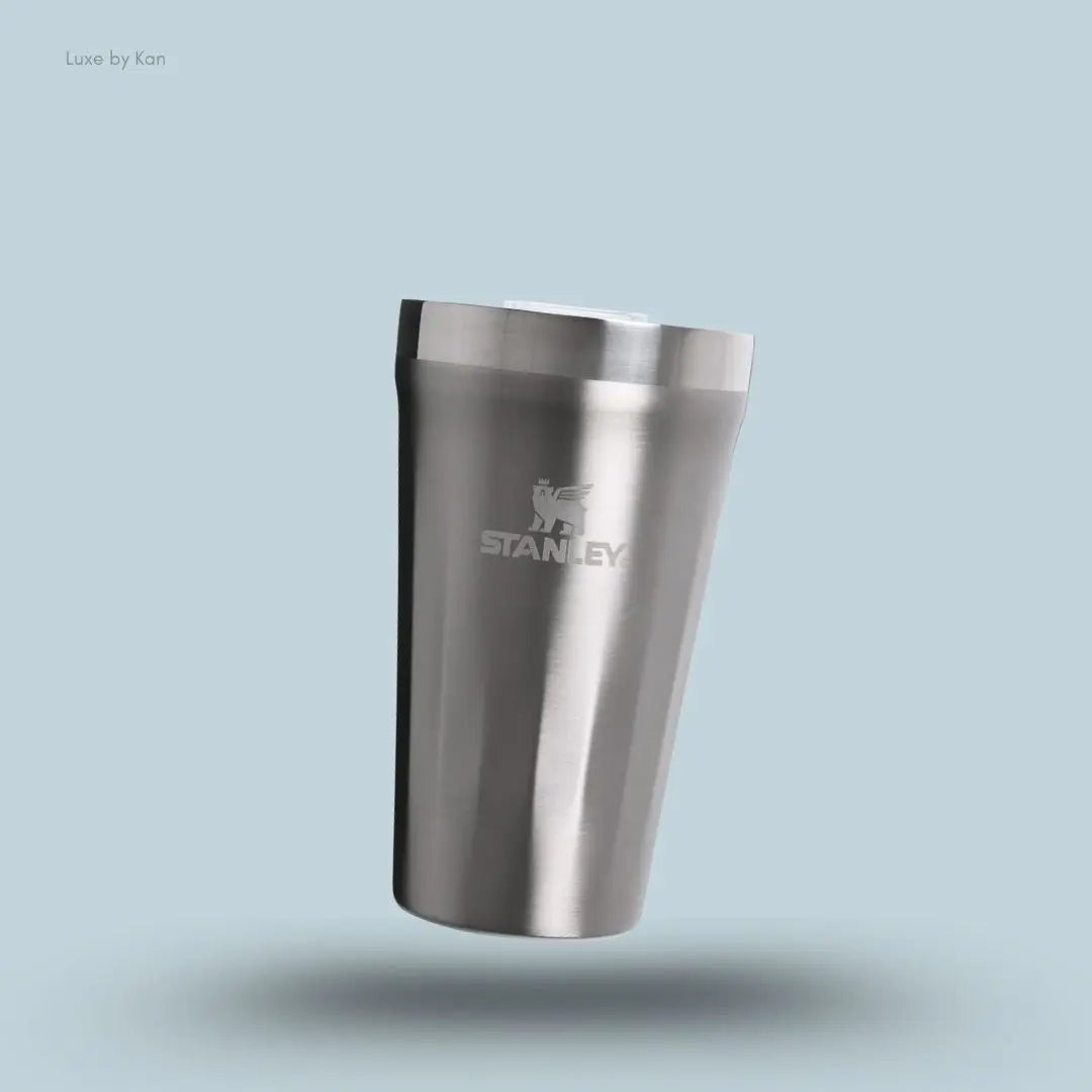 Stanley Everyday Textured Tumbler 0.47L Stainless Steel Ash faceted exterior stackable tumbler front view India