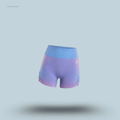 Gymshark Blush Seamless Shorts Steady Purple Focus Pink medium-high rise seamless ombre ruched sides women's activewear shorts front view India