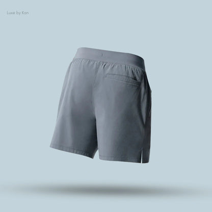 Alo 5 inch Repetition Short in Steel Grey, back view