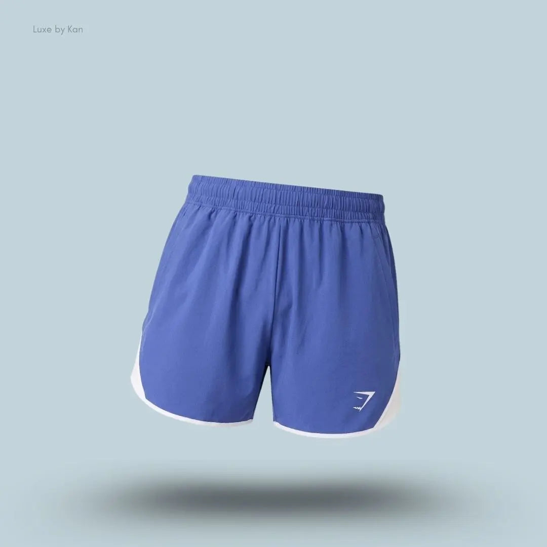 gymshark Accent Conditioning Shorts in blue with white trim, lightweight men's training shorts with logo detail