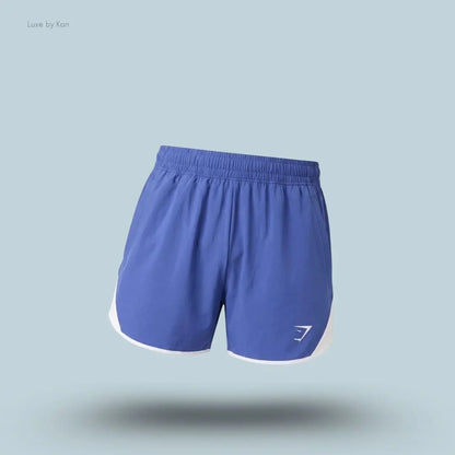 gymshark Accent Conditioning Shorts in blue with white trim, lightweight men's training shorts with logo detail