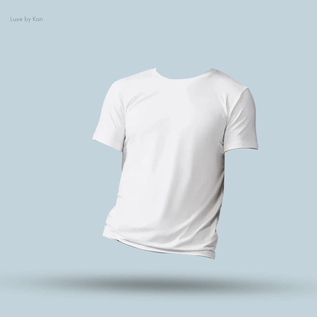 Alo Conquer Reform Crewneck Short Sleeve in White, flat lay on light blue background